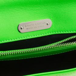 Pre Owned Ralph Lauren Neon Green Patent Leather Ricky Chain Shoulder Bag