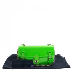 Pre Owned Ralph Lauren Neon Green Patent Leather Ricky Chain Shoulder Bag
