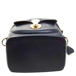 Pre Owned Ralph Lauren Navy Blue Leather Ricky Drawstring Bucket Bag 