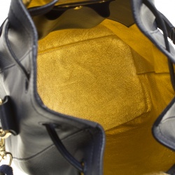 Pre Owned Ralph Lauren Navy Blue Leather Ricky Drawstring Bucket Bag 