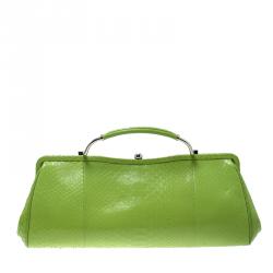 Pre Owned Ralph Lauren Green Leather Clutch Bag