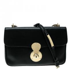 Ralph Lauren Black Leather Ricky Chain Shoulder Bag