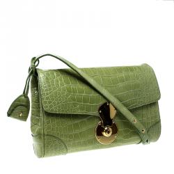 Pre Owned Ralph Lauren Green Alligator London Clutch Bag