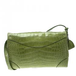 Pre Owned Ralph Lauren Green Alligator London Clutch Bag