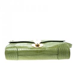 Pre Owned Ralph Lauren Green Alligator London Clutch Bag
