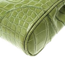 Pre Owned Ralph Lauren Green Alligator London Clutch Bag