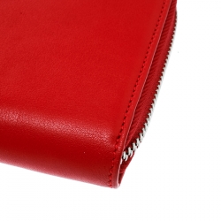 Pre Owned Ralph Lauren Red Leather Zip Around Wallet