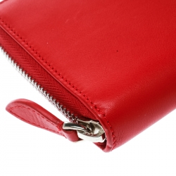 Pre Owned Ralph Lauren Red Leather Zip Around Wallet