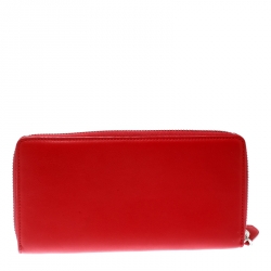 Pre Owned Ralph Lauren Red Leather Zip Around Wallet