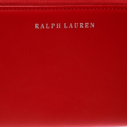 Pre Owned Ralph Lauren Red Leather Zip Around Wallet