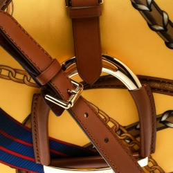Pre Owned Ralph Lauren Yellow/Brown Chadwick Print Nylon Flap Shoulder Bag