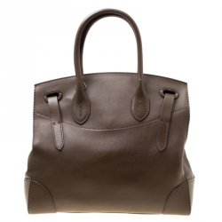 Pre Owned Ralph Lauren Dark Beige Leather Ricky Top Handle Bag