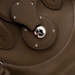 Pre Owned Ralph Lauren Dark Beige Leather Ricky Top Handle Bag