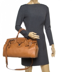 Pre Owned Ralph Lauren Brown Leather East/West Ricky 40 Top Handle Bag