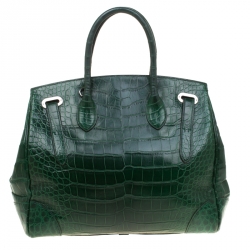Pre Owned Ralph Lauren Green Alligator Ricky Top Handle Bag