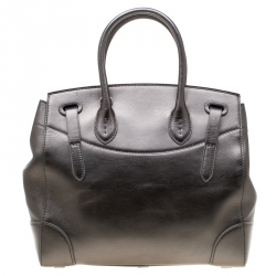Pre Owned Ralph Lauren Silver Metallic Soft Leather Ricky 33 Top Handle Bag