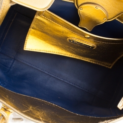 Pre Owned Ralph Lauren Gold Leather Ricky 27 Tote