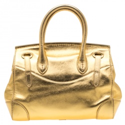 Pre Owned Ralph Lauren Gold Leather Ricky 27 Tote