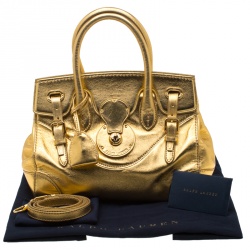Pre Owned Ralph Lauren Gold Leather Ricky 27 Tote