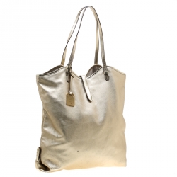 Pre Owned حقيبة شوبر رالف لورين جلد فضي ميتاليك