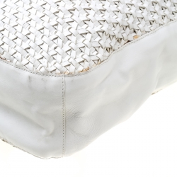 Pre Owned Ralph Lauren White Woven Leather Hobo