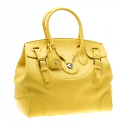 مملوكة مسبقًا حقيبة رالف لورين ريكي 33 جلد ناعمة ميتالك صفراء