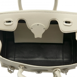 Pre Owned Ralph Lauren Cream Soft Leather Ricky 27 Top Handle Bag