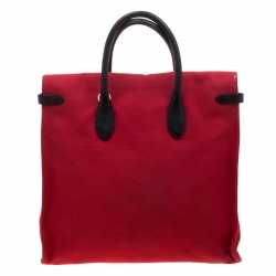 Pre Owned Ralph Lauren Red Canvas And Leather Ricky Tote