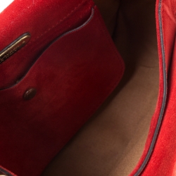 Pre Owned Ralph Lauren Red/Brown Nubuck and Leather Saddle Bag