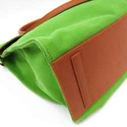 Pre Owned Ralph Lauren Green Canvas And Leather Ricky Tote