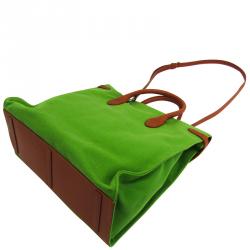 Pre Owned Ralph Lauren Green Canvas And Leather Ricky Tote