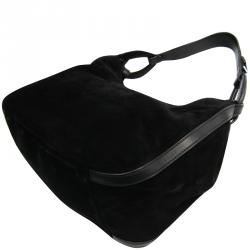 Pre Owned Ralph Lauren Black Nubuck Leather Shoulder Bag