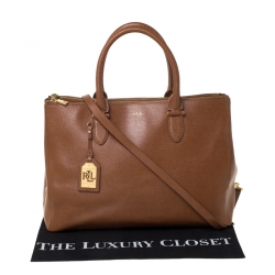 Pre Owned Ralph Lauren Brown Leather Newbury Double Zip Tote