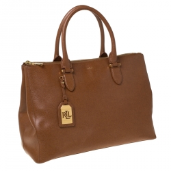 Pre Owned Ralph Lauren Brown Leather Newbury Double Zip Tote