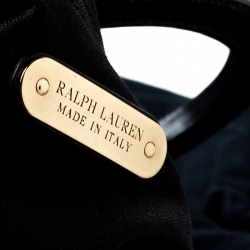 Pre Owned Ralph Lauren Black Leather Vachetta Scroll Tote