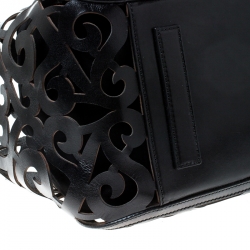 Pre Owned Ralph Lauren Black Leather Vachetta Scroll Tote