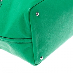 Pre Owned Ralph Lauren Green Perforated Leather Leighton Shopper Tote