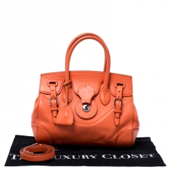 Pre Owned Ralph Lauren Orange Leather Ricky 27 Satchel Bag