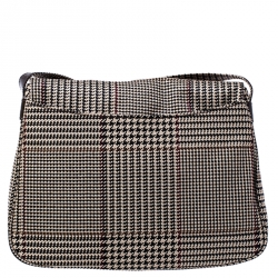 Pre Owned Lauren Ralph Lauren Beige/Brown Canvas and Leather Houndstooth Messenger Bag