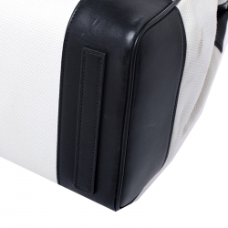 Pre Owned حقيبة يد رالف لورين ريكي جلد وكانفاس سوداء / بيضاء