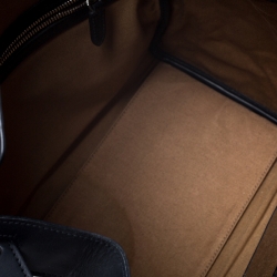 Pre Owned حقيبة يد رالف لورين ريكي جلد وكانفاس سوداء / بيضاء