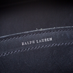 Pre Owned حقيبة يد رالف لورين ريكي جلد وكانفاس سوداء / بيضاء