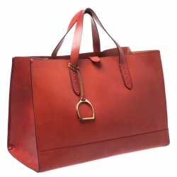 مملوكة مسبقًا Ralph Lauren Red Leather Proprietor Tote