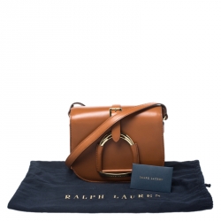 Pre Owned Ralph Lauren Brown Leather Stirrup Flap Shoulder Bag