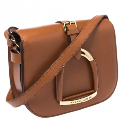 Pre Owned Ralph Lauren Brown Leather Stirrup Flap Shoulder Bag
