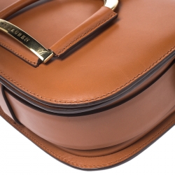 Pre Owned Ralph Lauren Brown Leather Stirrup Flap Shoulder Bag