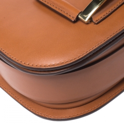 Pre Owned Ralph Lauren Brown Leather Stirrup Flap Shoulder Bag