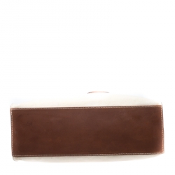 Pre Owned حقيبة شوبر رالف لورين كانفاس وجلد كريمي/بني فاتح