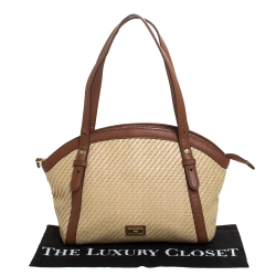 Pre Owned حقيبة رالف لورين رافية وجلد صناعي بيج/بني