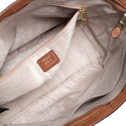 Pre Owned حقيبة رالف لورين رافية وجلد صناعي بيج/بني